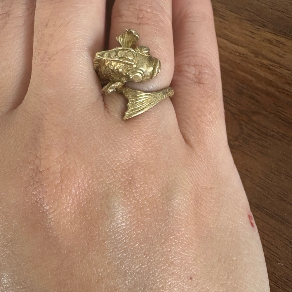 Brass vintage inspired fish ring